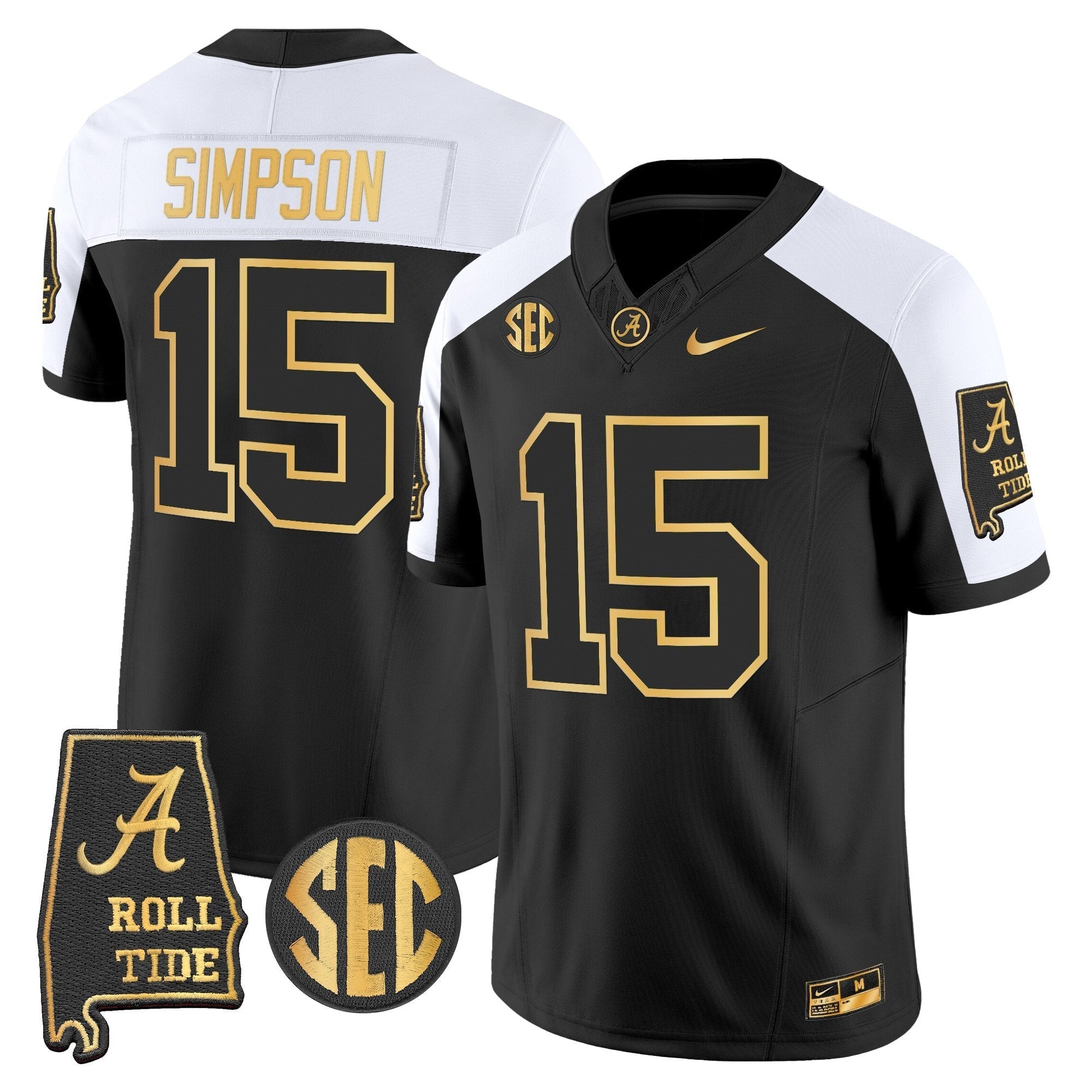 Alabama Crimson Tide 2025 Gold Vapor Limited Jersey - Alabama Map - All Stitched