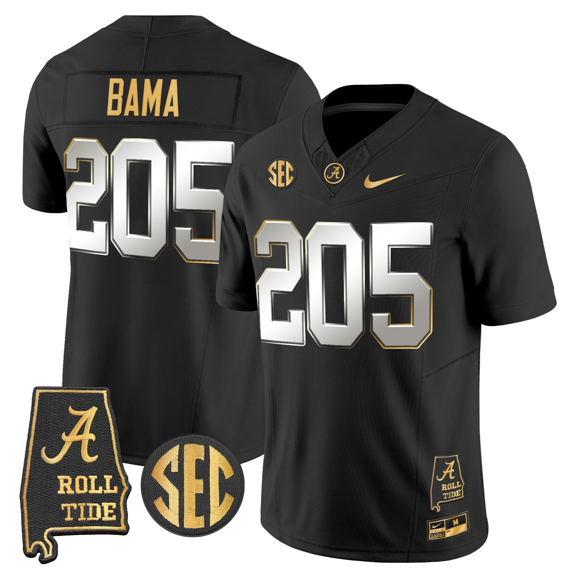 Alabama Crimson Tide 2025 Gold Vapor Limited Jersey - Alabama Map - All Stitched