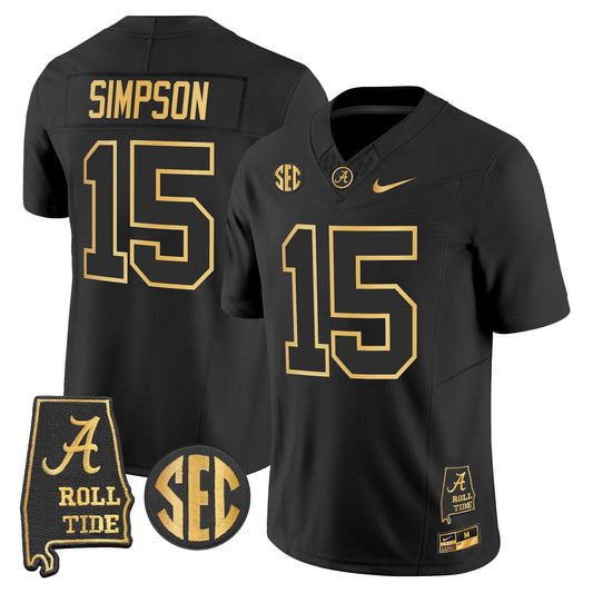 Alabama Crimson Tide 2025 Gold Vapor Limited Jersey - Alabama Map - All Stitched