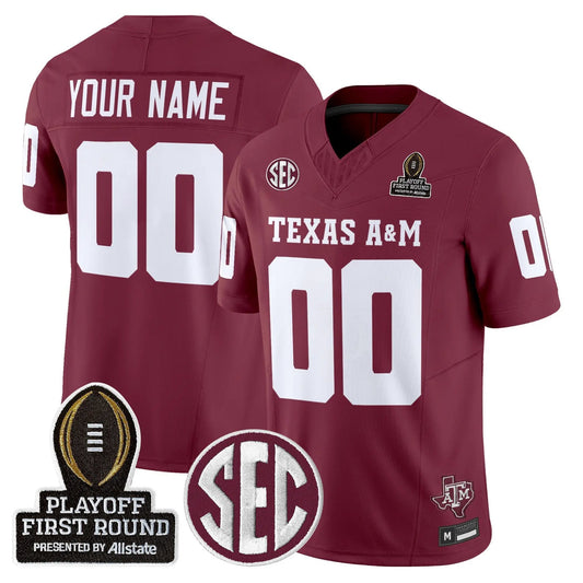 Aggies 2025 Playoff First Round Football Vapor Limited Custom Jersey
