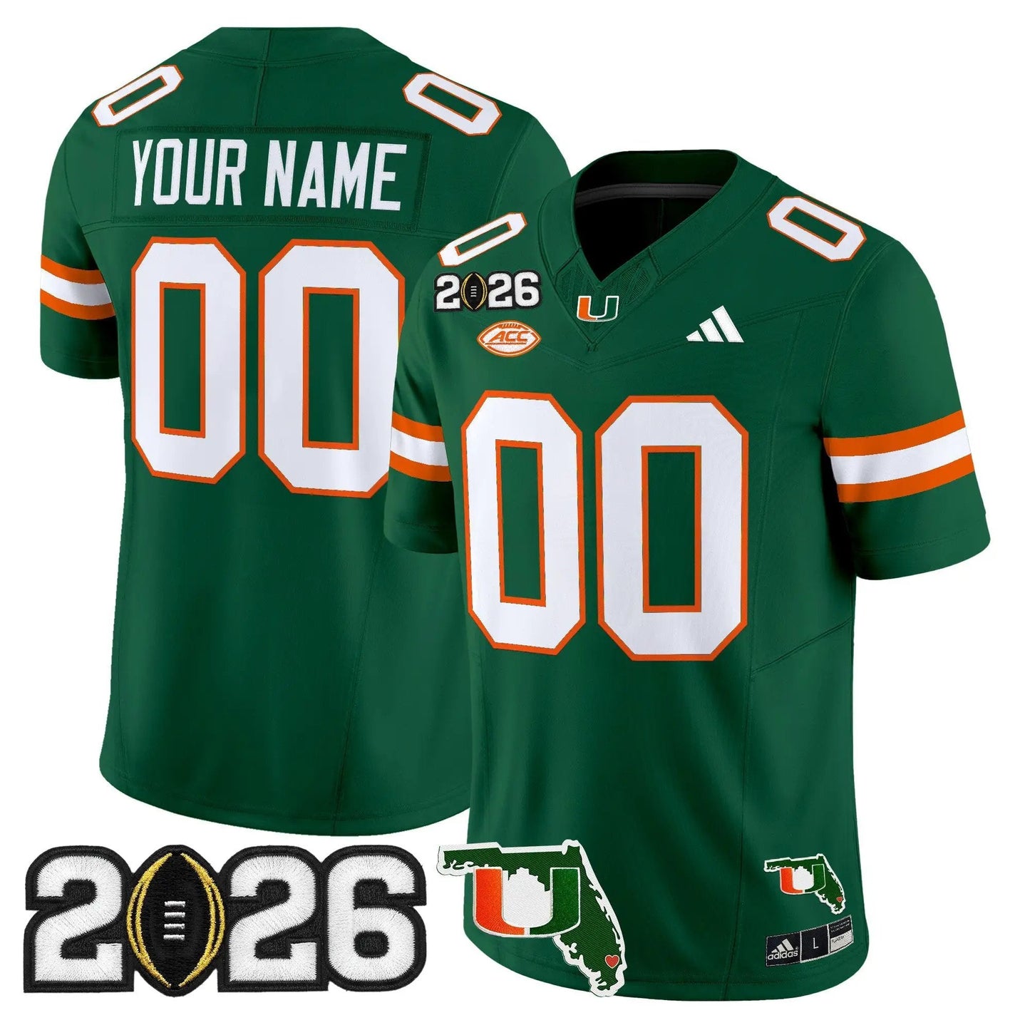 Miami Hurricanes 2026 CFP Final & Florida Patch Vapor Limited Custom Jersey -  Stitched