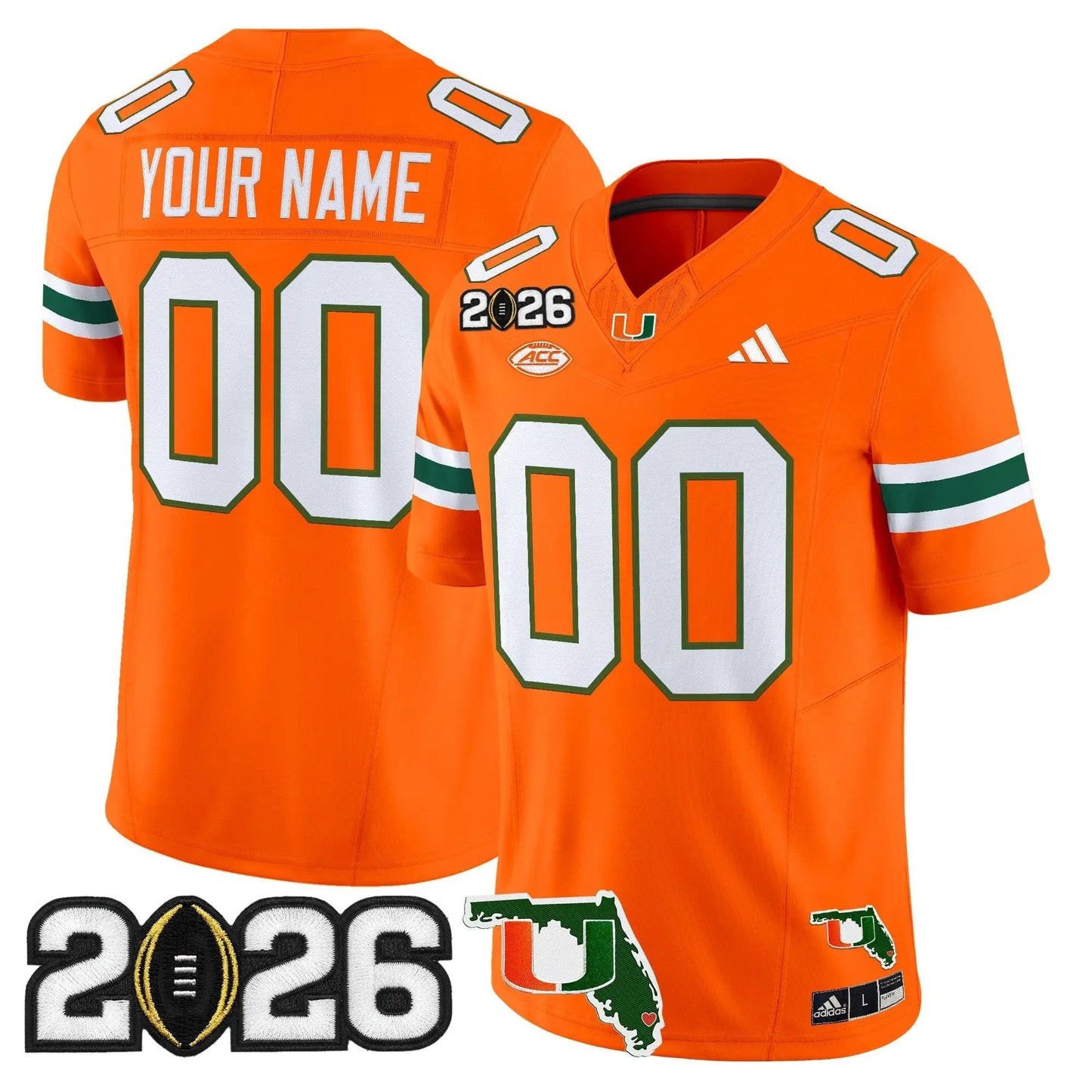 Miami Hurricanes 2026 CFP Final & Florida Patch Vapor Limited Custom Jersey -  Stitched