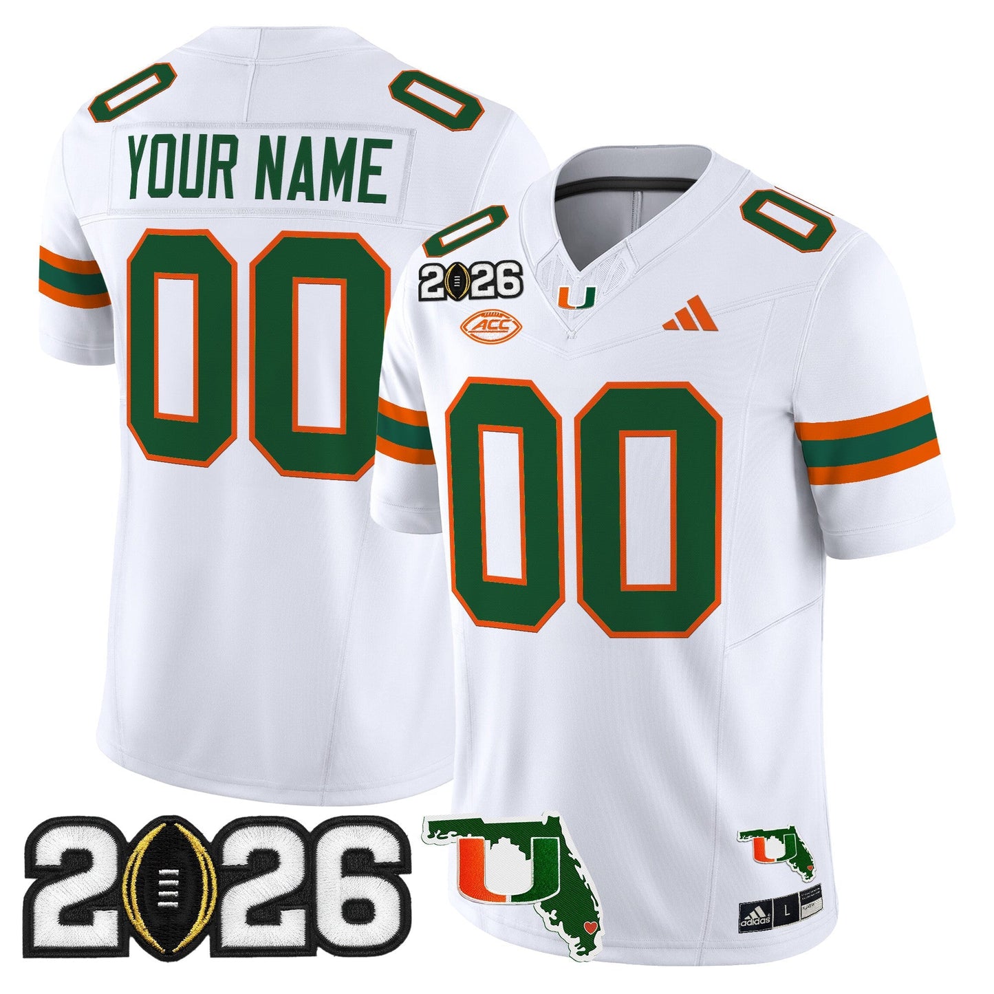 Miami Hurricanes 2026 CFP Final & Florida Patch Vapor Limited Custom Jersey -  Stitched