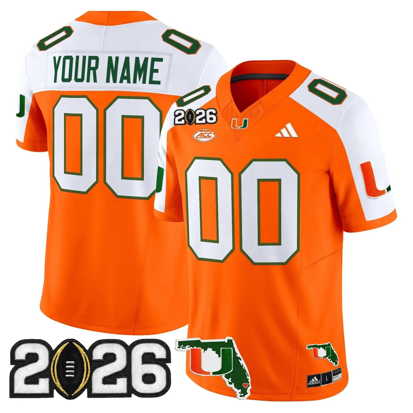 Miami Hurricanes 2026 CFP Final & Florida Patch Vapor Limited Custom Jersey -  Stitched