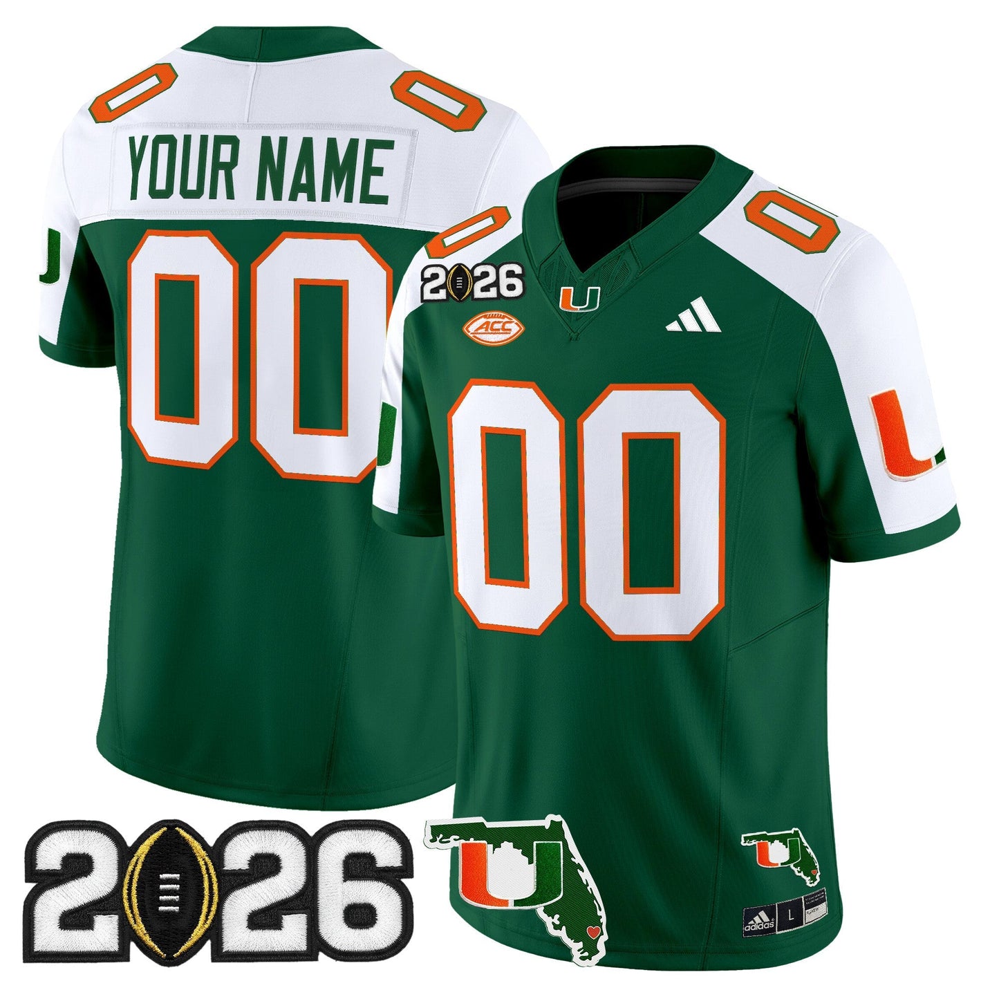 Miami Hurricanes 2026 CFP Final & Florida Patch Vapor Limited Custom Jersey -  Stitched