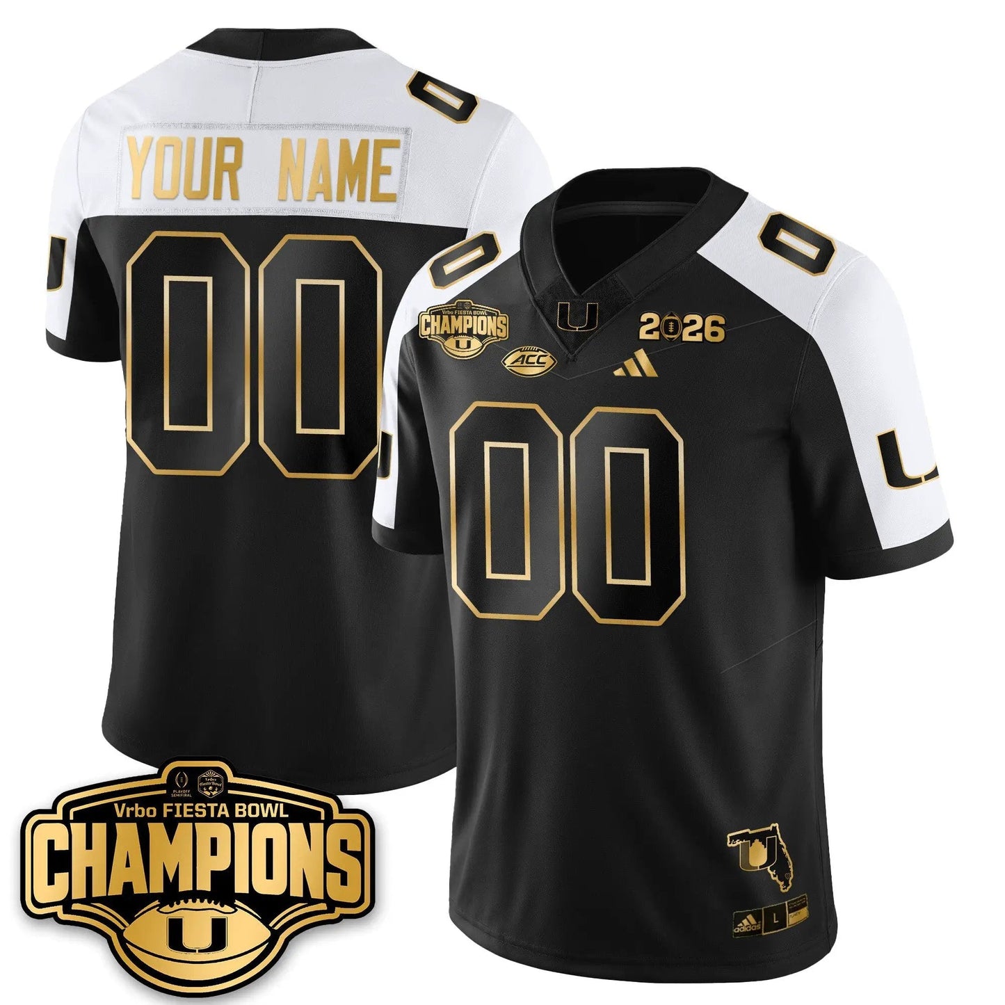 Custom Miami Hurricanes Football Vapor Limited Gold Jersey - Fiesta Bowl Champions