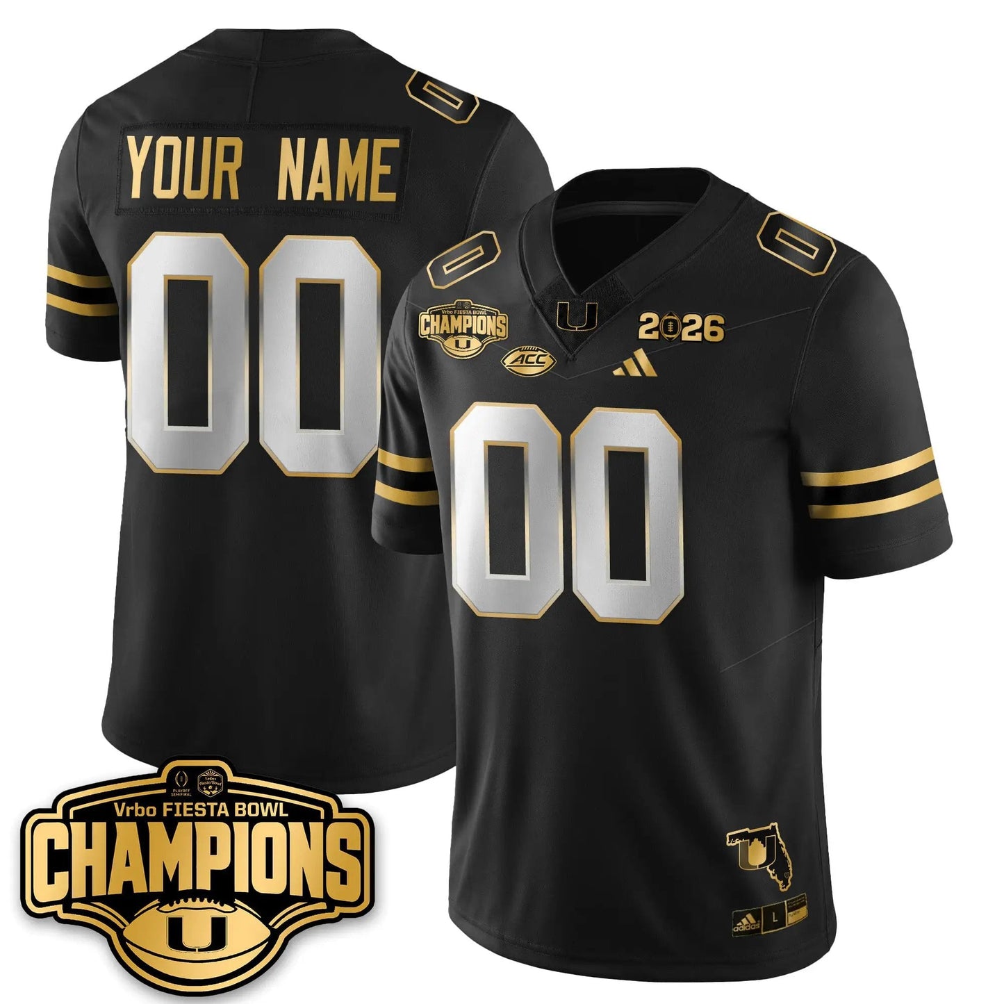 Custom Miami Hurricanes Football Vapor Limited Gold Jersey - Fiesta Bowl Champions