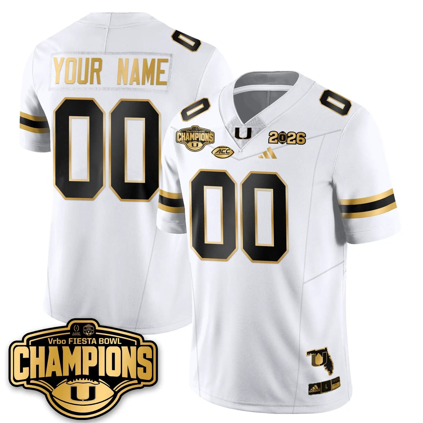 Custom Miami Hurricanes Football Vapor Limited Gold Jersey - Fiesta Bowl Champions