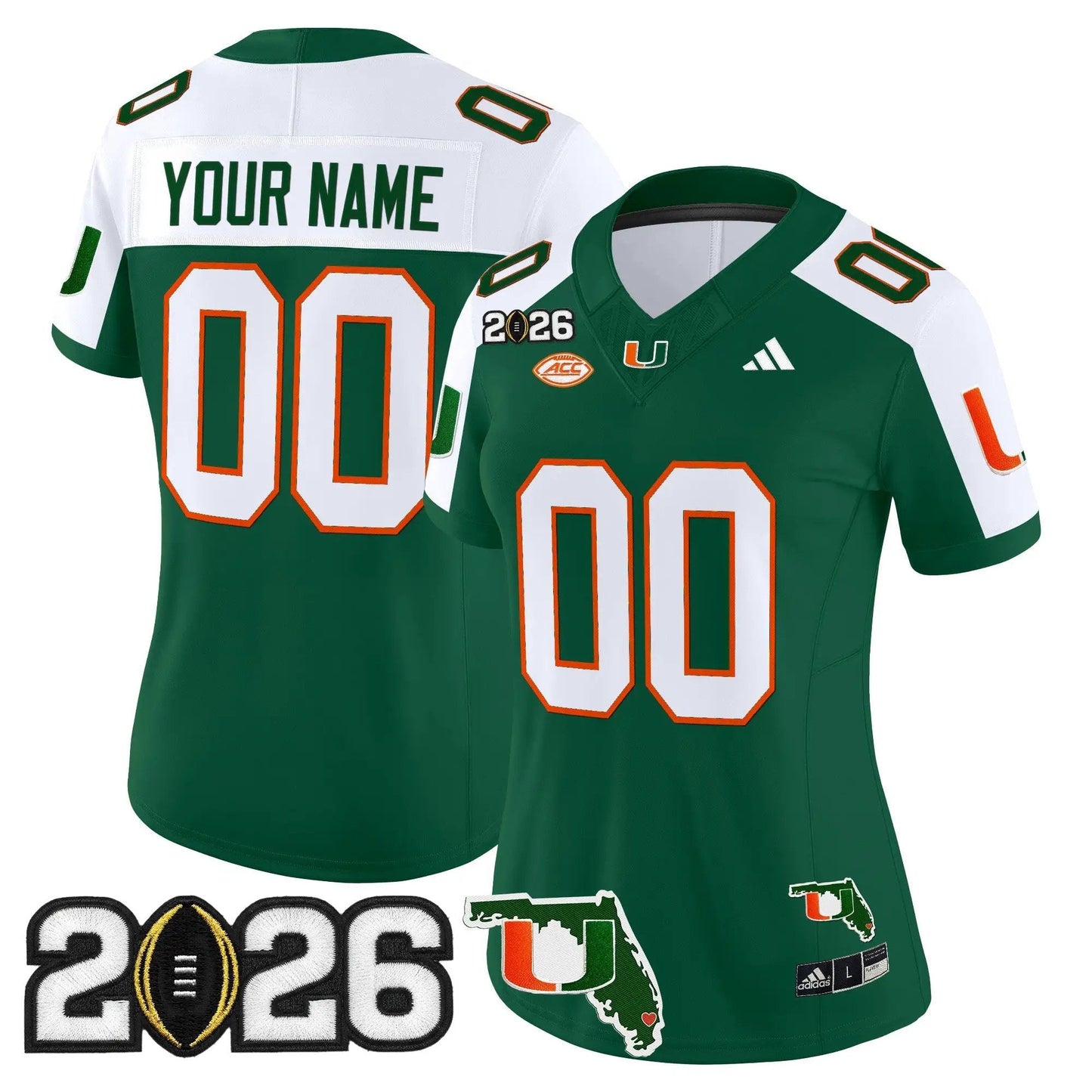Miami Hurricanes 2026 CFP Final & Florida Patch Vapor Limited Custom Jersey -  Stitched