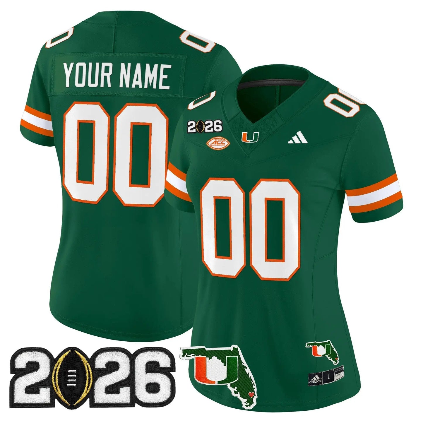 Miami Hurricanes 2026 CFP Final & Florida Patch Vapor Limited Custom Jersey -  Stitched