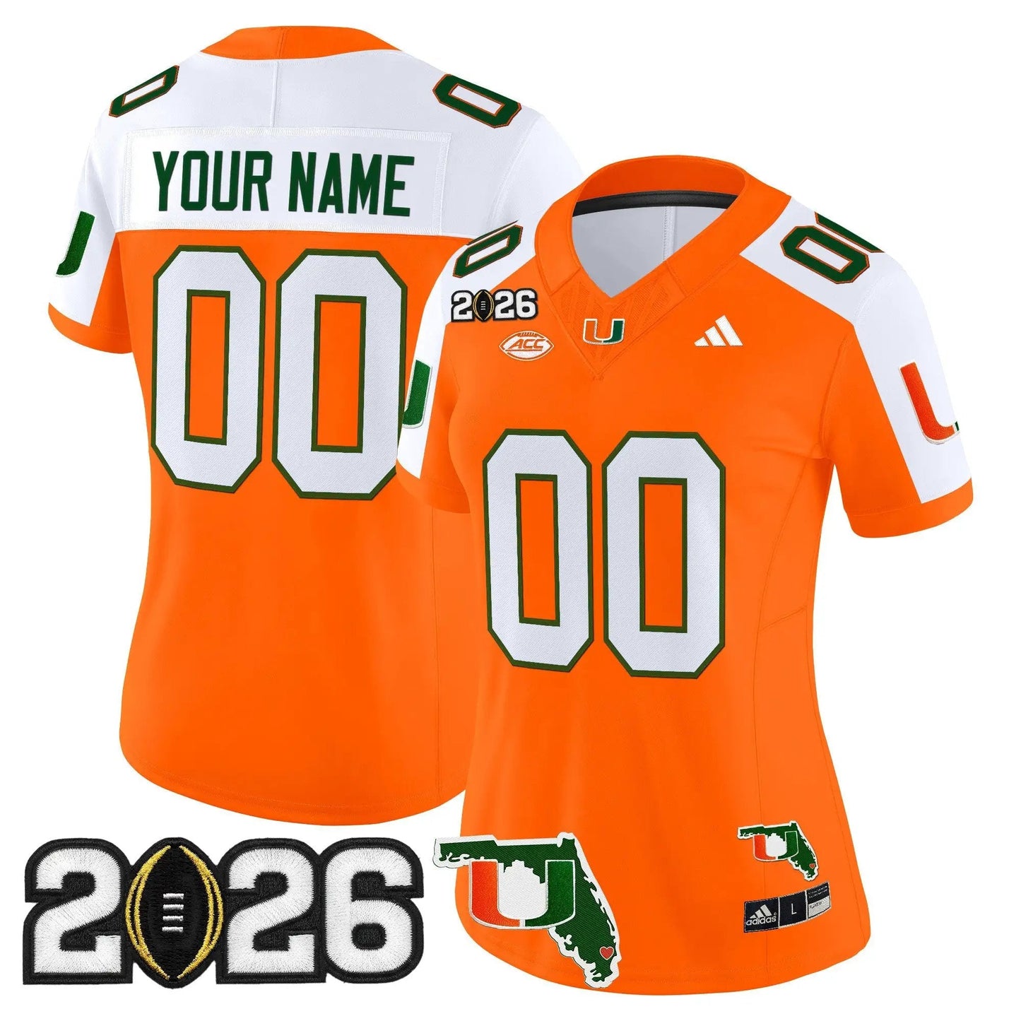 Miami Hurricanes 2026 CFP Final & Florida Patch Vapor Limited Custom Jersey -  Stitched
