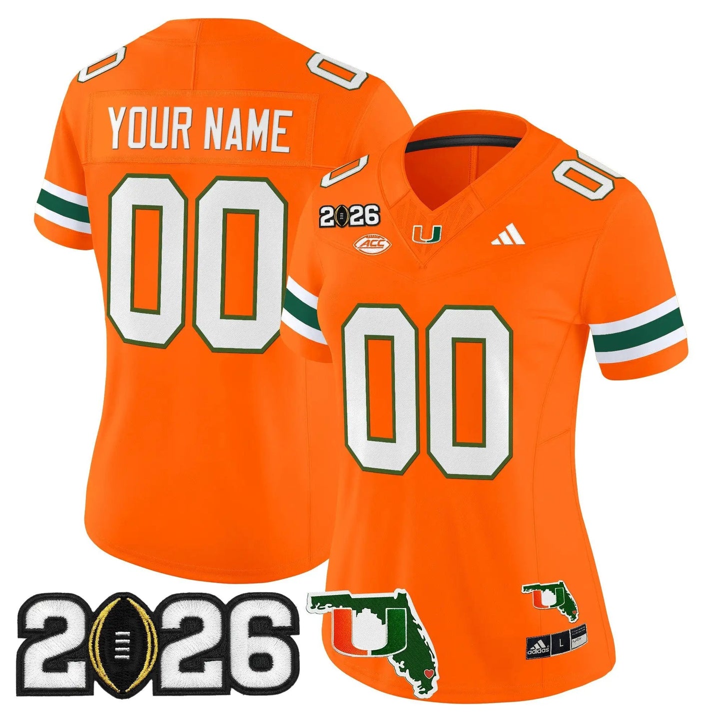 Miami Hurricanes 2026 CFP Final & Florida Patch Vapor Limited Custom Jersey -  Stitched