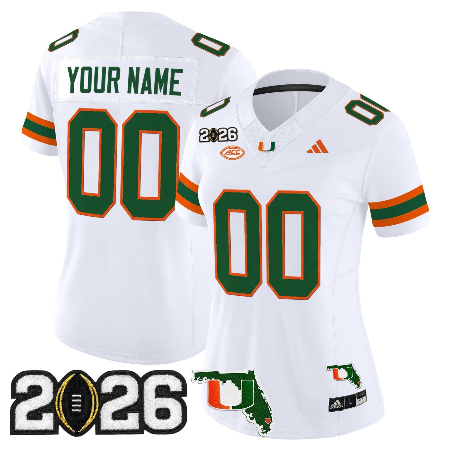 Miami Hurricanes 2026 CFP Final & Florida Patch Vapor Limited Custom Jersey -  Stitched
