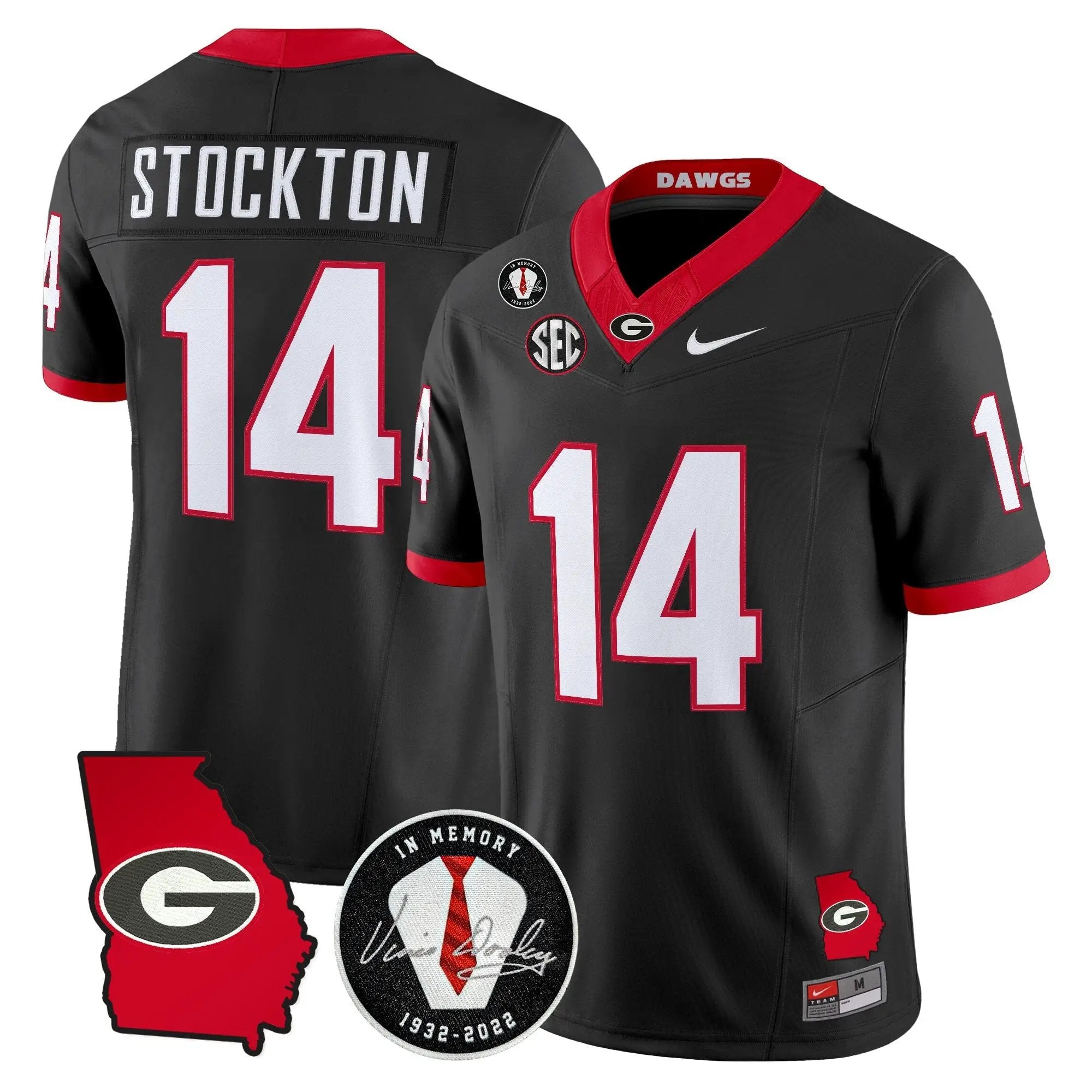 Men Georgia Bulldogs 2026 Georgia Map & Vince Dooley Patch Vapor Limited Jersey - Stitched