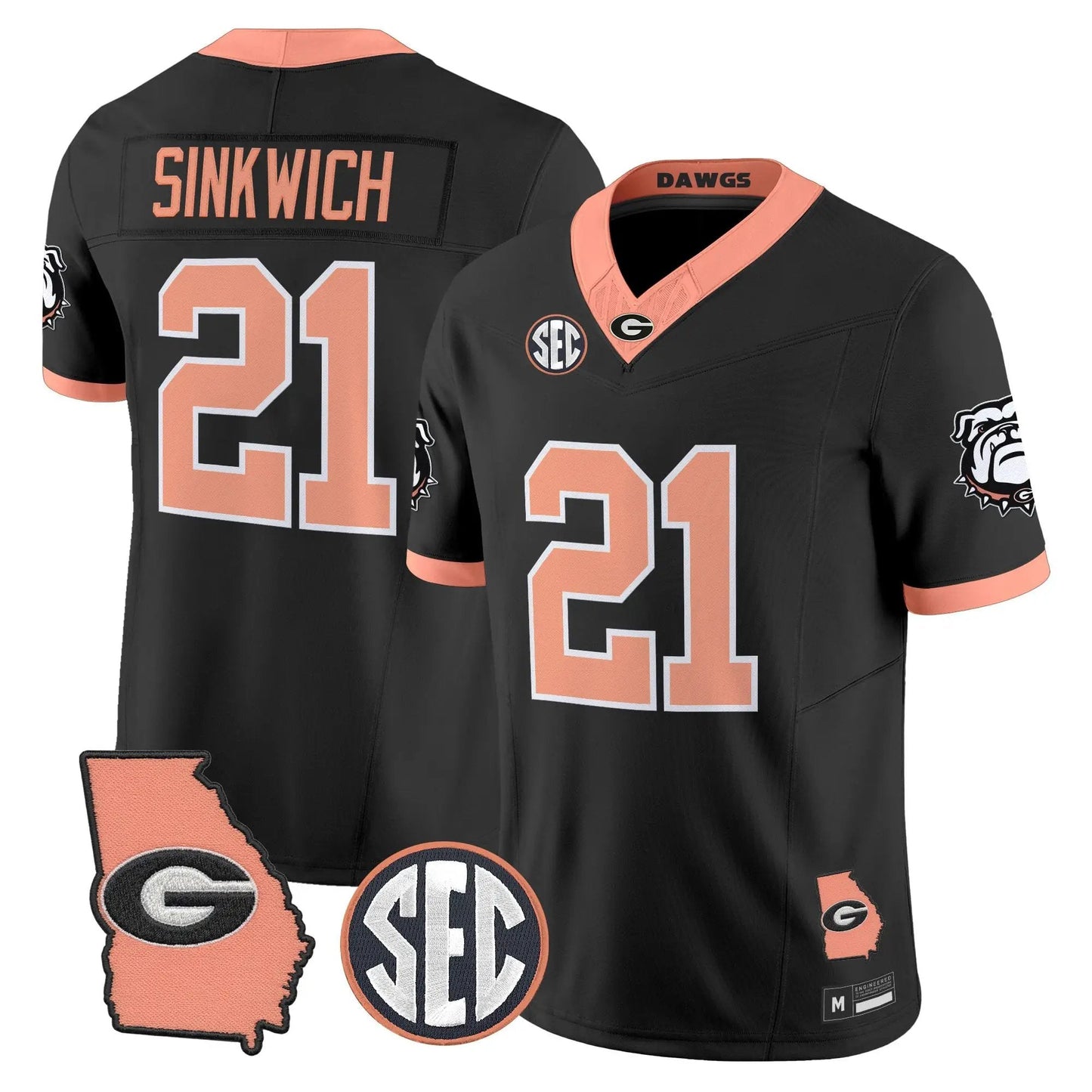 Men Georgia Bulldogs The Big Peach Vapor Limited Jersey - Stitched