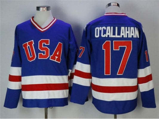 1980 Winter Olympics Team USA #17 Jack O'Callahan CCM Vintage Jersey - Blue