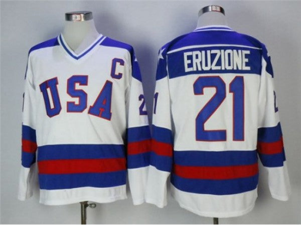 1980 Winter Olympics Team USA #21 Mike Eruzione CCM Vintage Jersey -White