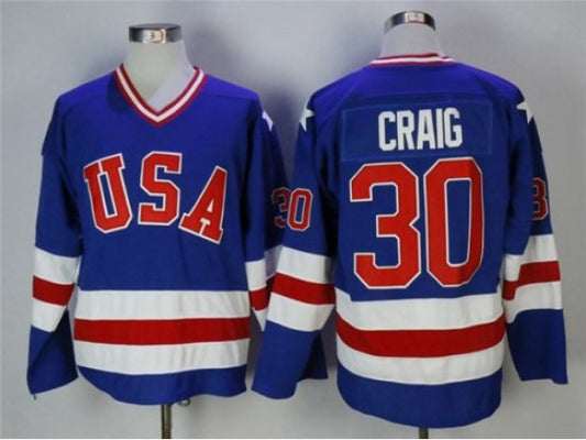 1980 Winter Olympics Team USA #30 Jim Craig CCM Vintage Jersey - Blue