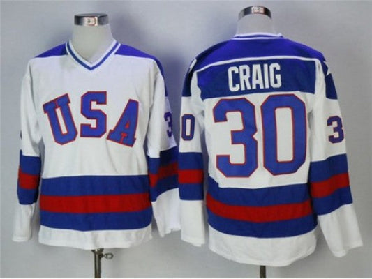 1980 Winter Olympics Team USA #30 Jim Craig CCM Vintage Jersey - White