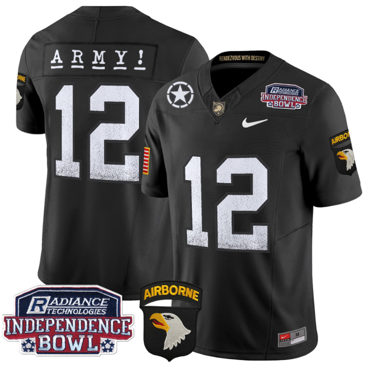 12th Man Jersey #12 Army Black Knights Independence Bowl Patch Black