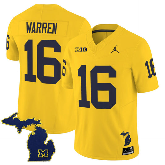 Davis Warren Jersey #16 Michigan Wolverines 2025 Limited V2 Stitched Maize