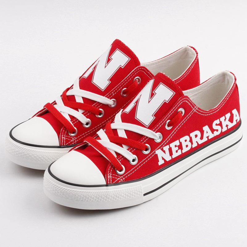Customize Nebraska Cornhuskers Print Canvas Shoes French Design Low Top Sport Sneakers