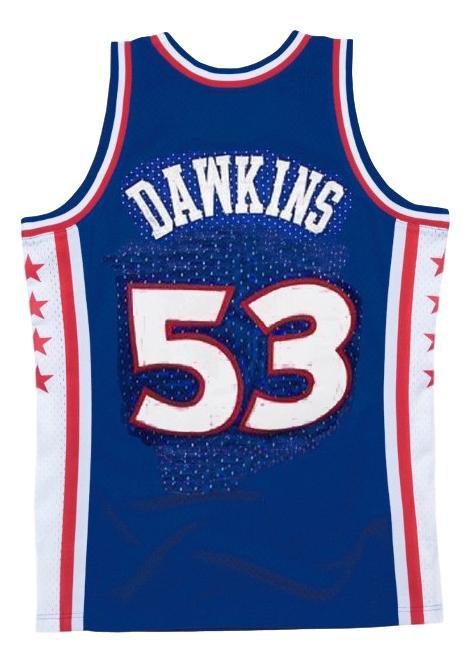 Darryl Dawkins Jersey #53 Philadelphia Basketball Sewn Blue