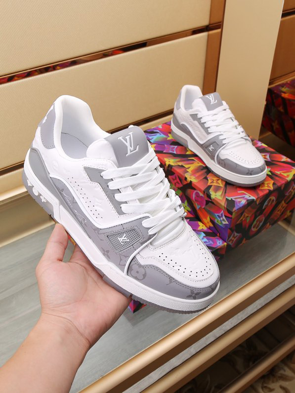 Luxury Trainer Skate Sneakers Shoes #54 Signature Gray White