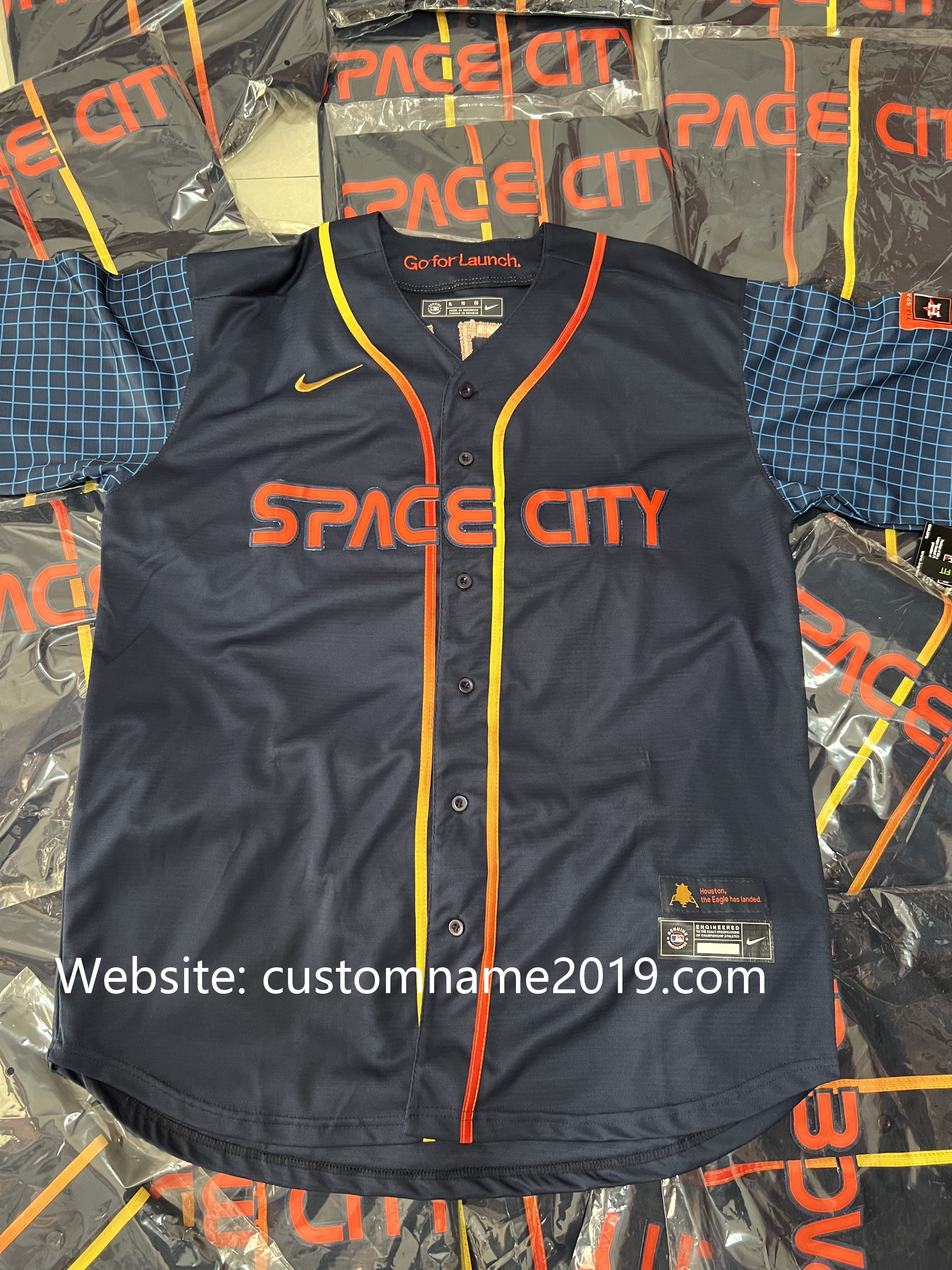 Baseball Jerseys New Houston Astros 27 Jose Altuve Navy Stitched 2022 Space City Connect Jerseys