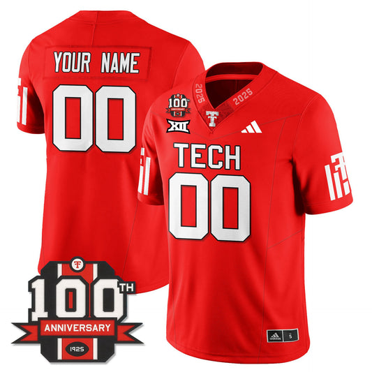 Custom Texas Tech Jersey Name, number Football 100th Anniversary Stitched Red