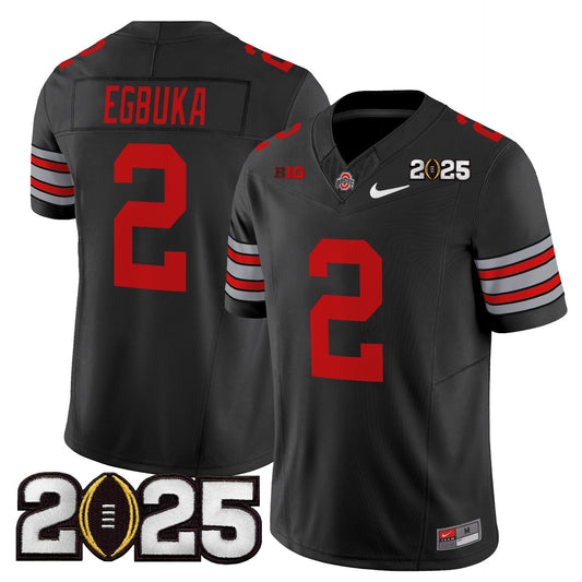 Emeka Egbuka Jersey #2 Ohio State Heritage Stripe 2025 CFP Final Stitched Black