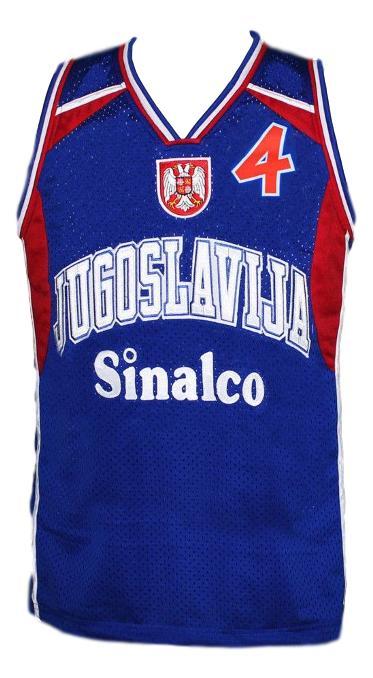 Dejan Bodiroga Jersey #4 Jugoslavija Yugoslavia Basketball New Sewn Blue
