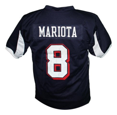 Marcus Mariota #8 Saint Louis High School Football Jersey Navy Blue