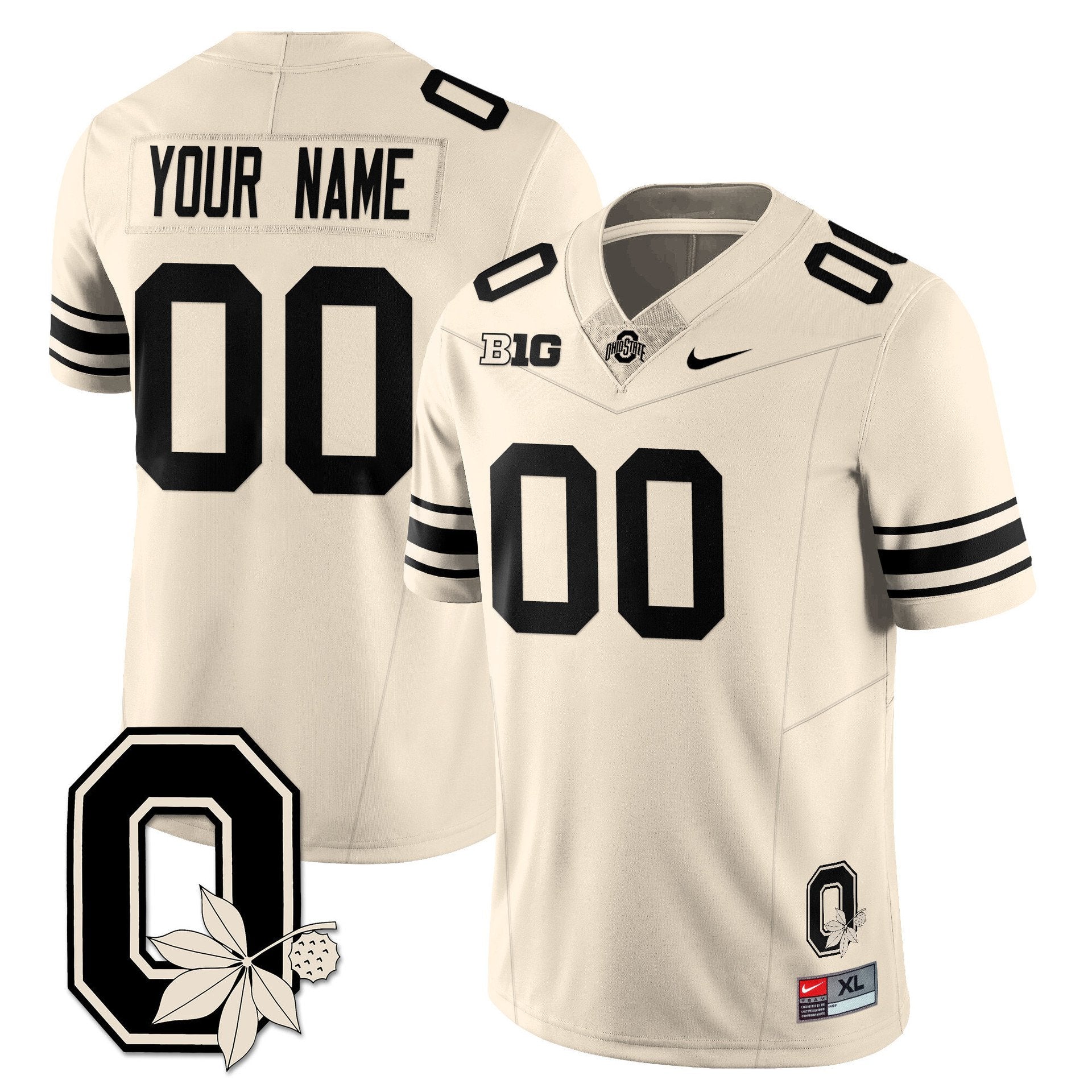 Custom Ohio State Buckeyes Jersey 2025 Vapor Limited Stitched Cream