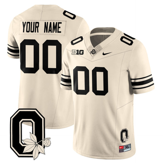 Custom Ohio State Buckeyes Jersey 2025 Vapor Limited Stitched Cream