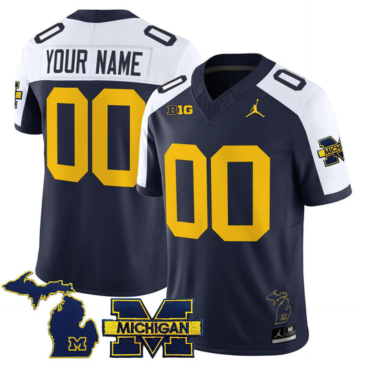 Custom Michigan Wolverines Jersey 2025 Vapor Limited V2 Stitched Navy Alternate