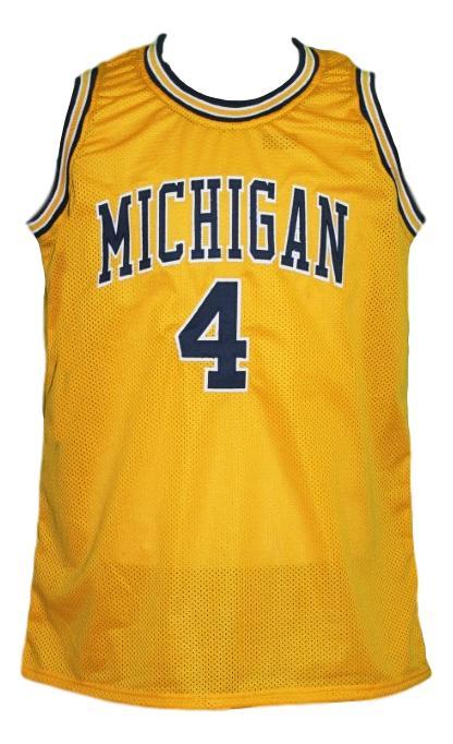 Chris Webber Jersey #4 Michigan College Basketball Sewn Yellow