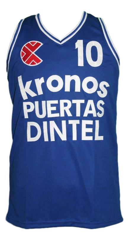 Drazen Petrovic Jersey #10 Kronos Puertas Dintel Euro Basketball Blue