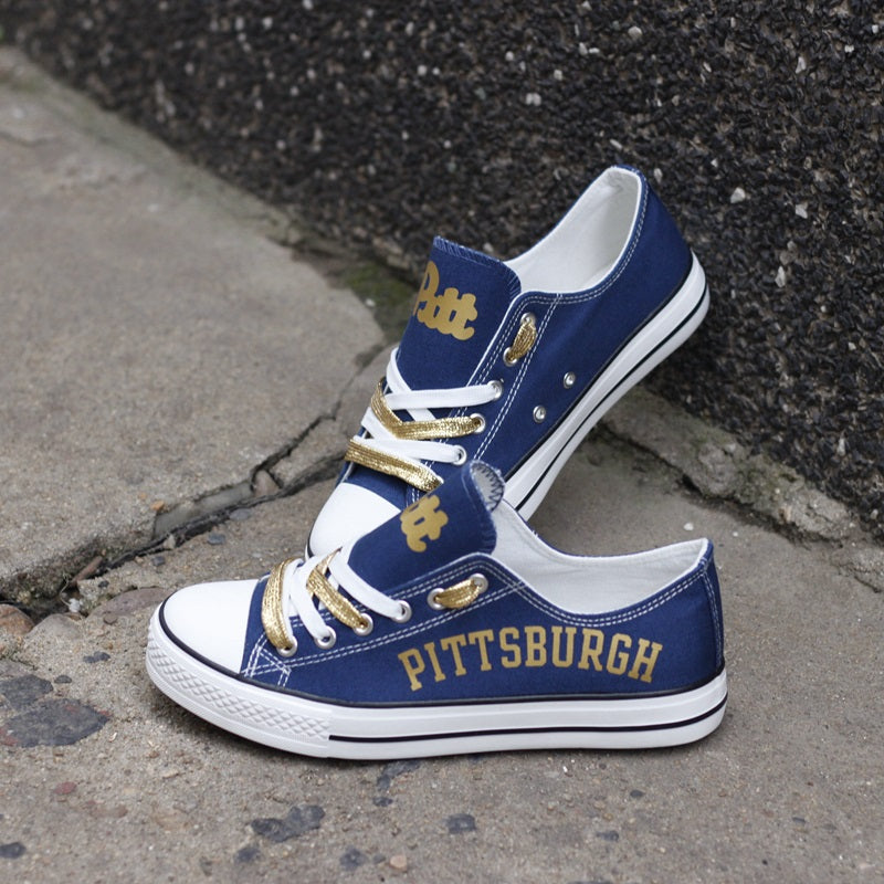 Pittsburgh Panthers Limited Print NCAA College Students Low Top Canvas Shoes Sport Sneakers