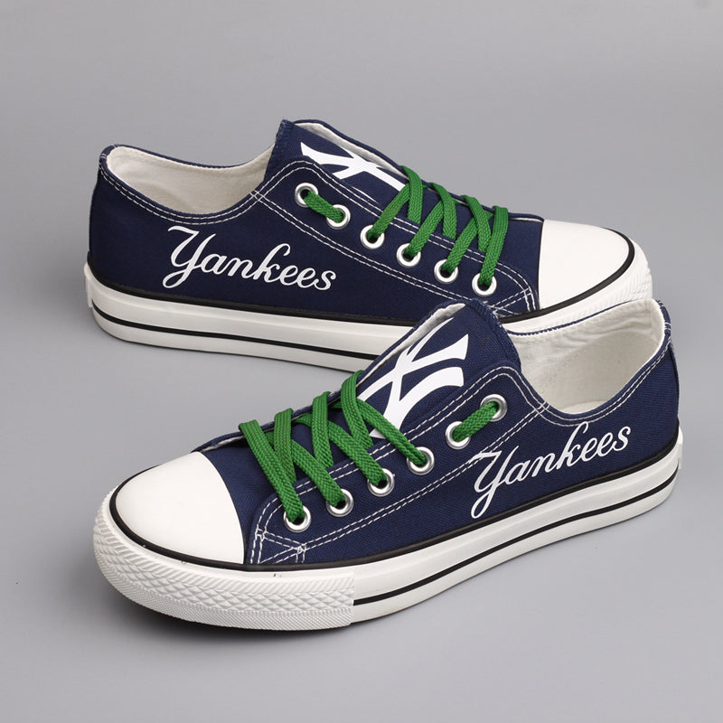 New York Yankees Limited Print MLB Baseball Fans Low Top Canvas Shoes Sport Sneakers T-D731L