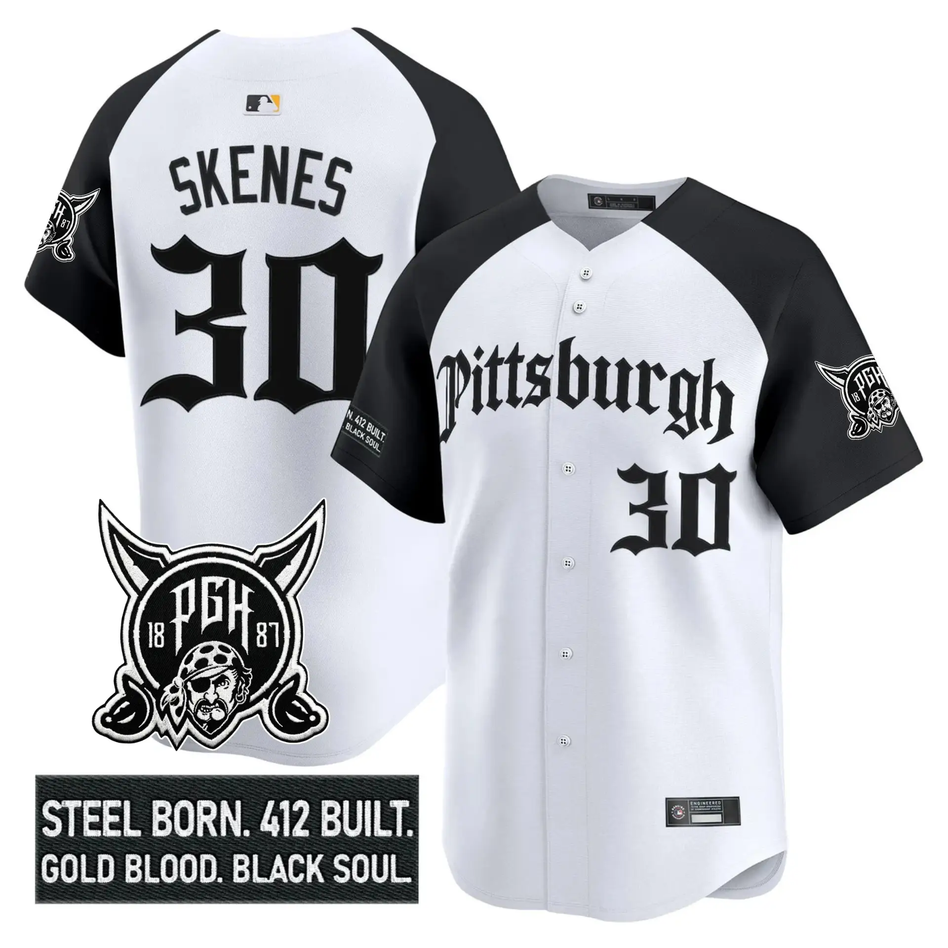 Men Pittsburgh Pirates 'Gothic Steel City Edition' Vapor Premier Limited Jersey - All Stitched
