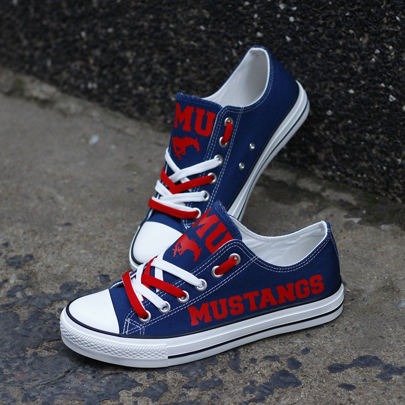 SMU Mustangs Limited Print NCAA College Students Low Top Canvas Shoes Sport Sneakers