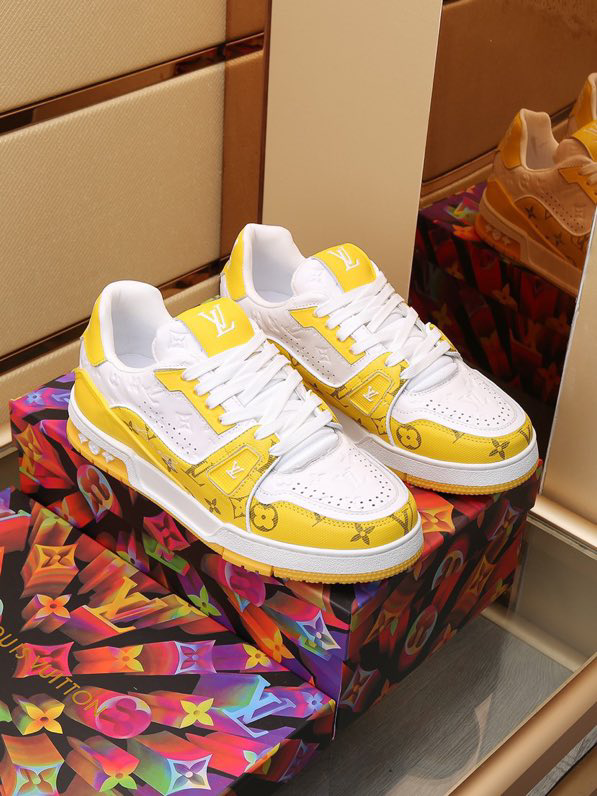 Luxury Trainer Sneakers Shoes #54 Signature Yellow and White