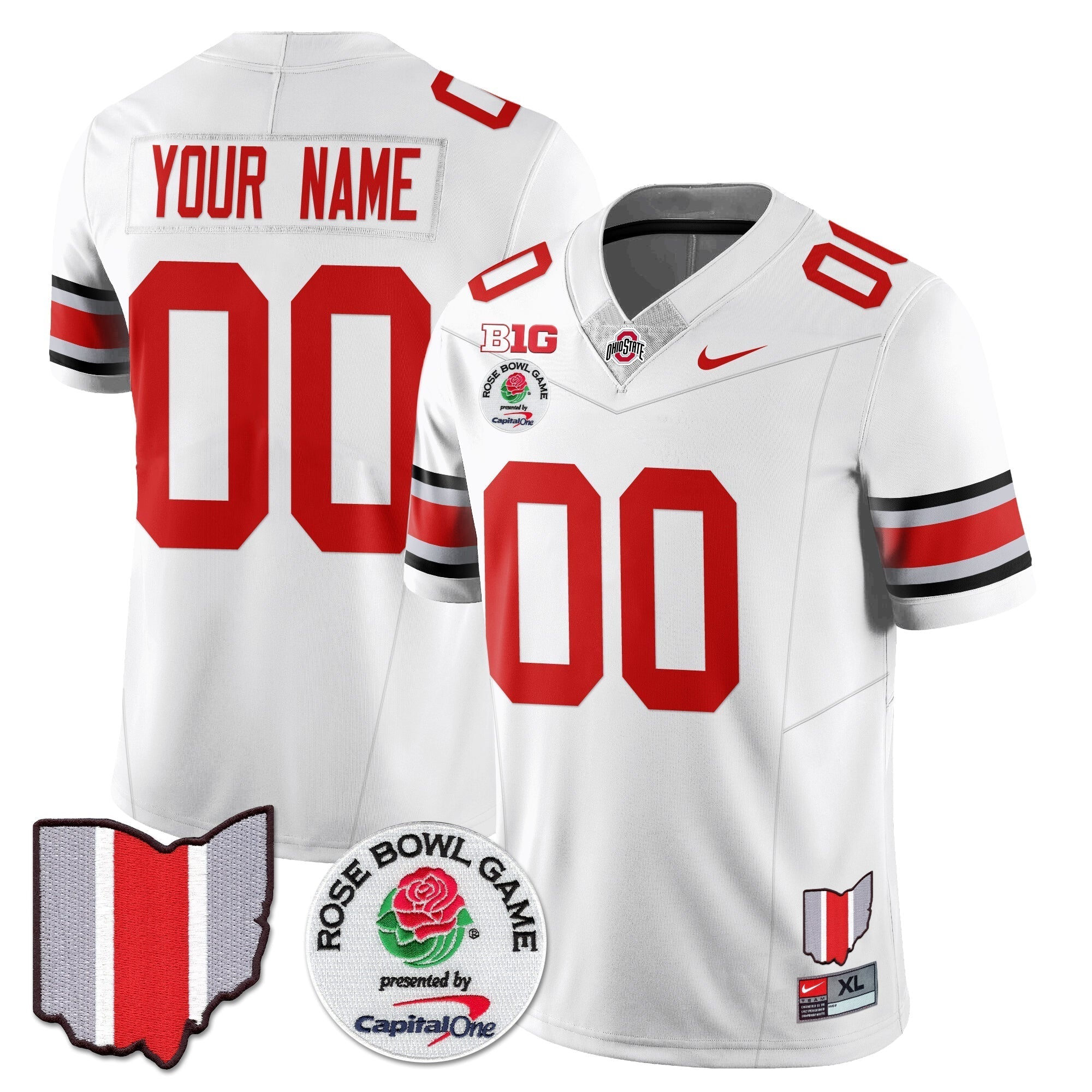 Custom Ohio State Buckeyes 2024 Rose Bowl Vapor Limited Jersey - All Stitched
