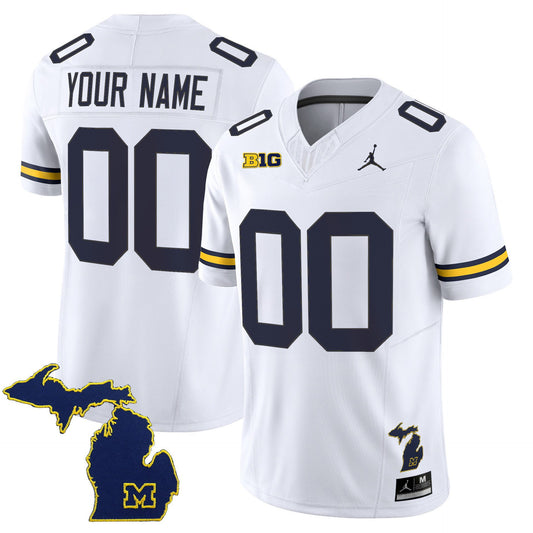Custom Michigan Wolverines Jersey 2025 Vapor Limited V2 Stitched White
