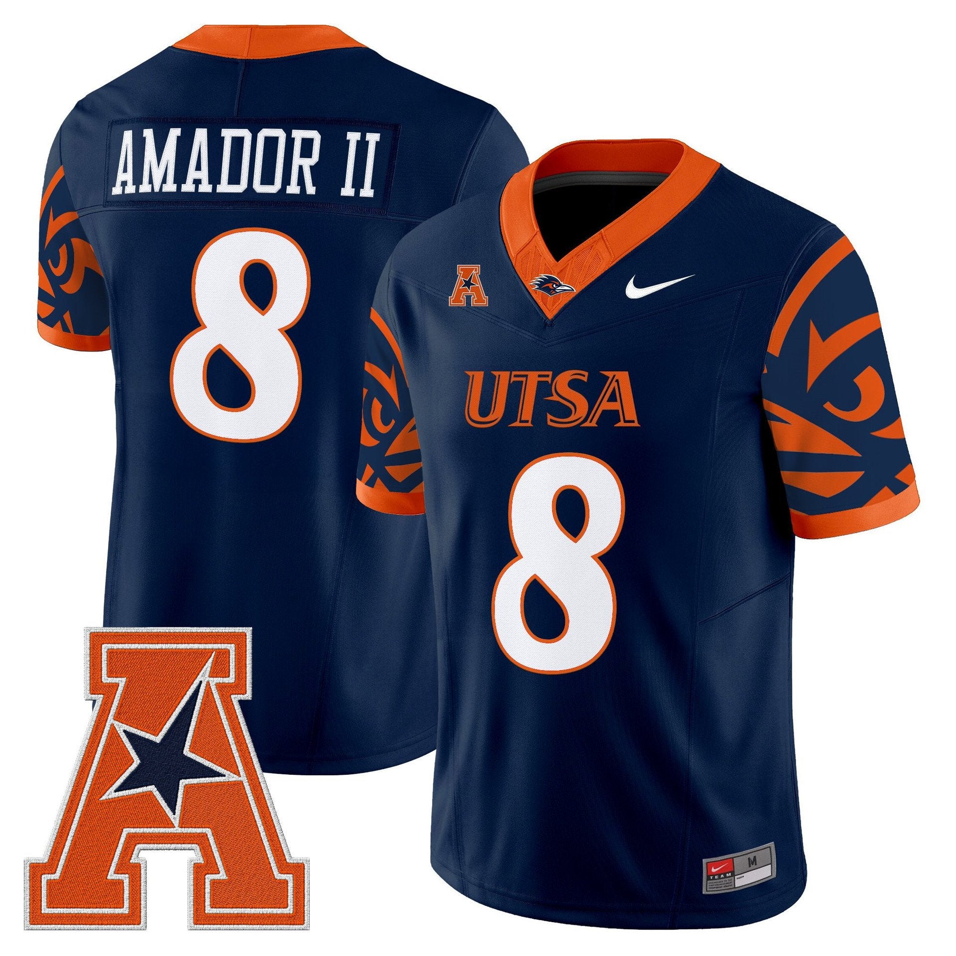 David Amador II Jersey #8 UTSA Roadrunners 2025 Limited V2 Stitched Navy
