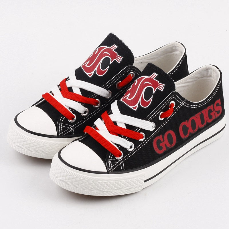Washington State Cougars Limited Print NCAA College Students Low Top Canvas Shoes Sport Sneakers 1