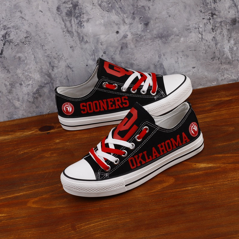 Oklahoma Sooners Limited Print NCAA College Students Low Top Canvas Shoes Sport Sneakers