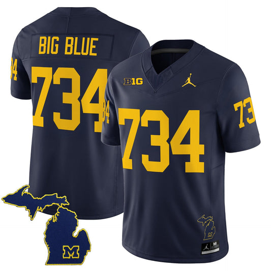 Big Blue Jersey #734 Michigan Wolverines 2025 Limited V2 Stitched Navy