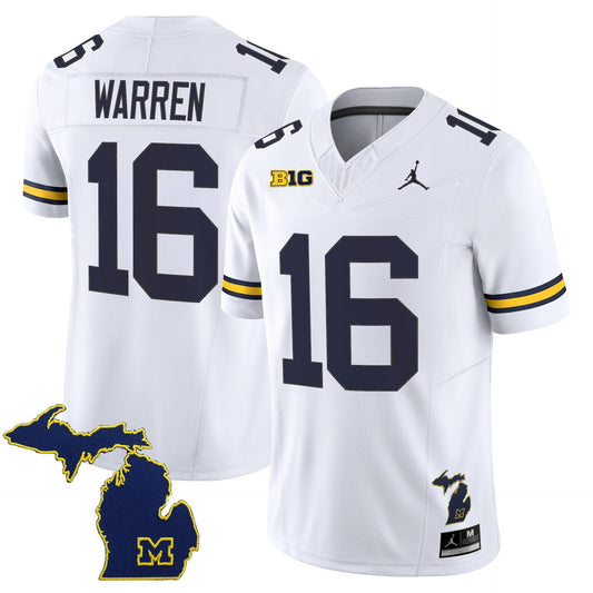 Davis Warren Jersey #16 Michigan Wolverines 2025 Limited V2 Stitched White